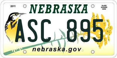 NE license plate ASC895