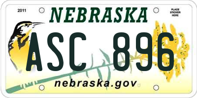 NE license plate ASC896