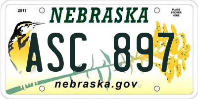 NE license plate ASC897