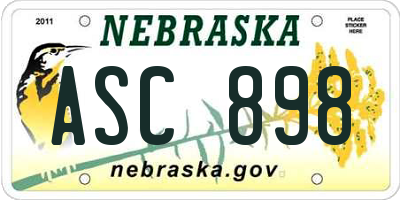 NE license plate ASC898