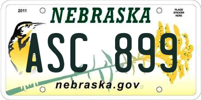 NE license plate ASC899