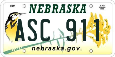 NE license plate ASC911