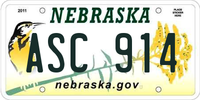 NE license plate ASC914