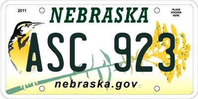 NE license plate ASC923