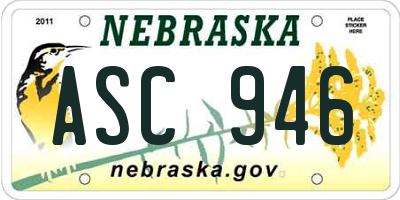 NE license plate ASC946