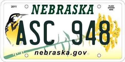 NE license plate ASC948
