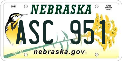 NE license plate ASC951