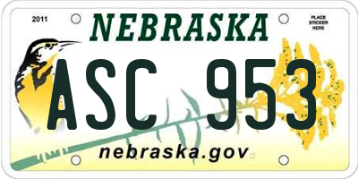 NE license plate ASC953