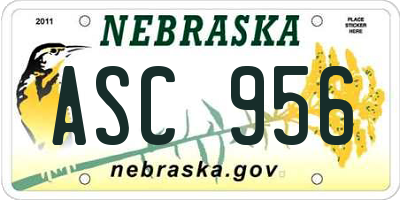 NE license plate ASC956