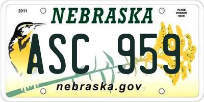 NE license plate ASC959
