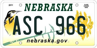 NE license plate ASC966