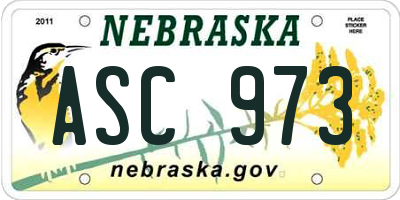 NE license plate ASC973
