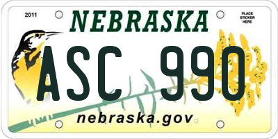 NE license plate ASC990