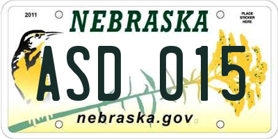 NE license plate ASD015