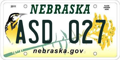NE license plate ASD027