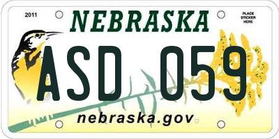 NE license plate ASD059