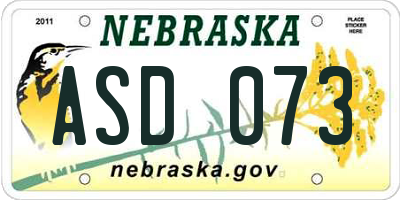NE license plate ASD073