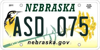NE license plate ASD075