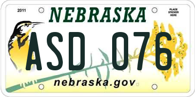 NE license plate ASD076
