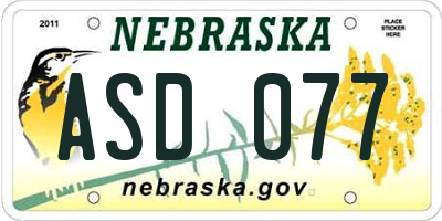 NE license plate ASD077