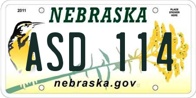NE license plate ASD114