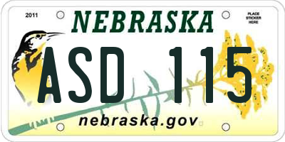 NE license plate ASD115
