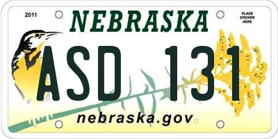 NE license plate ASD131