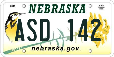 NE license plate ASD142