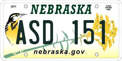 NE license plate ASD151