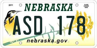 NE license plate ASD178