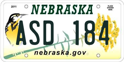 NE license plate ASD184