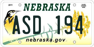 NE license plate ASD194