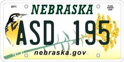 NE license plate ASD195