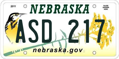 NE license plate ASD217