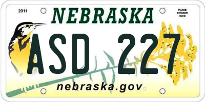 NE license plate ASD227