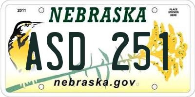 NE license plate ASD251
