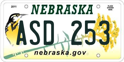 NE license plate ASD253