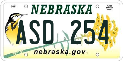 NE license plate ASD254