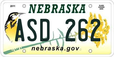 NE license plate ASD262