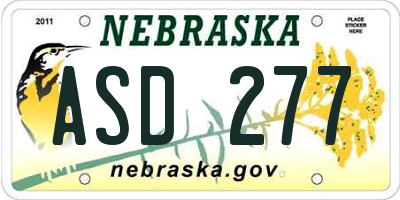 NE license plate ASD277