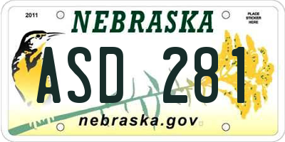 NE license plate ASD281