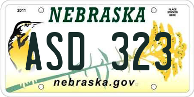 NE license plate ASD323