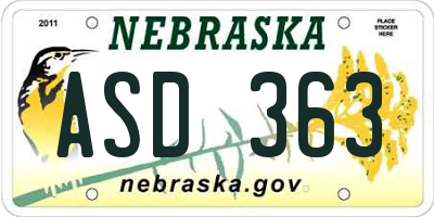 NE license plate ASD363