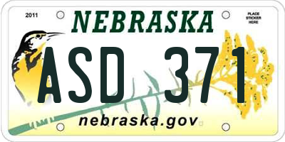 NE license plate ASD371
