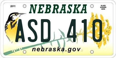 NE license plate ASD410