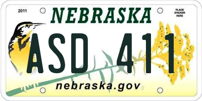 NE license plate ASD411