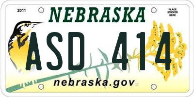 NE license plate ASD414