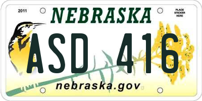 NE license plate ASD416