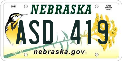 NE license plate ASD419