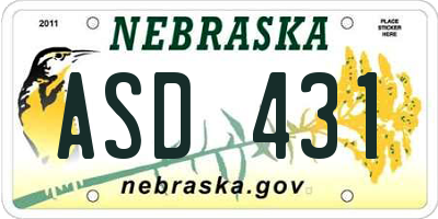 NE license plate ASD431